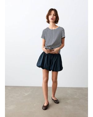MANGO TEEN Striped Short-Sleeved T-Shirt - Blue