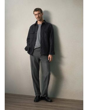 Mango T-Shirt Aus Baumwoll-Kaschmir-Mix, Regular Fit - Grau