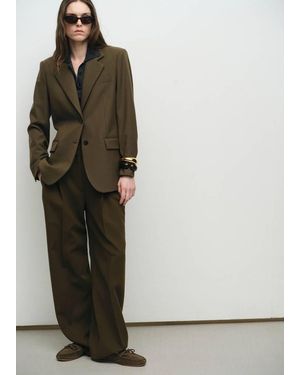 Mango Suede Loafer With Gathered Toe - Brown