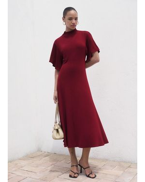 Mango A-Line Dress With Bell Sleeves - Red