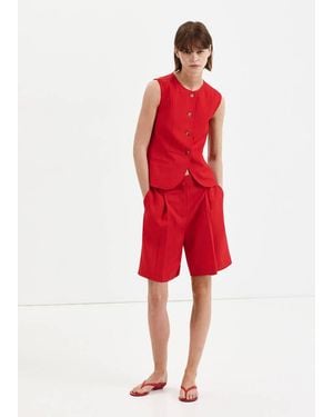 Mango Lyocell Buttoned Gilet - Red