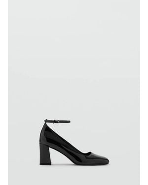Mango Patent Leather High-Heeled Shoes With Ankle Straps - Black