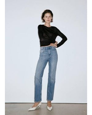 Mango Gerade Jeans Mit Hohem Bund - Blau