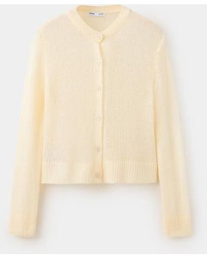 Mango Grobmaschiger Strickcardigan - Weiß