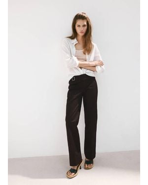 Mango Belt Straight-Fit Trousers - White