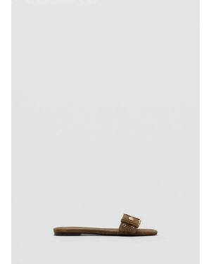 Mango Buckle Leather Sandals - Multicolor