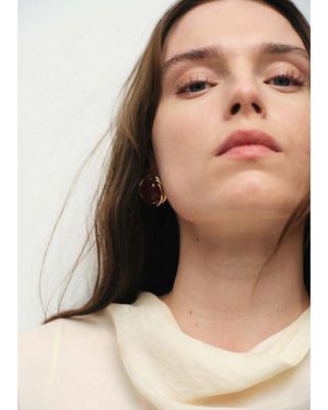 Mango Round Resin Earrings - Black