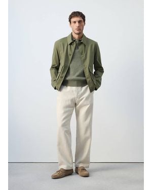 Mango Lightweight Cotton Lyocell Jacket - Green