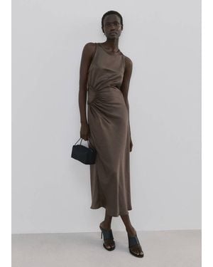 Mango A-Line Dress With Gathered Sides - Multicolor