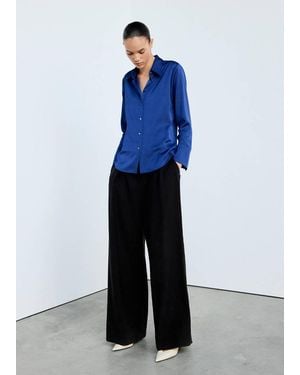Mango Satin Buttoned Shirt - Blue