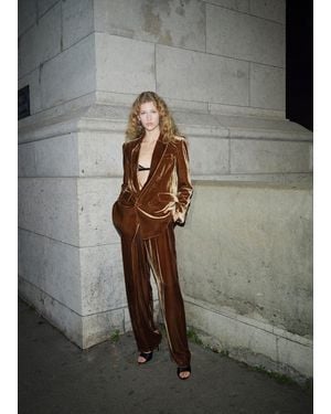 Mango Velvet Suit Pants - Gray