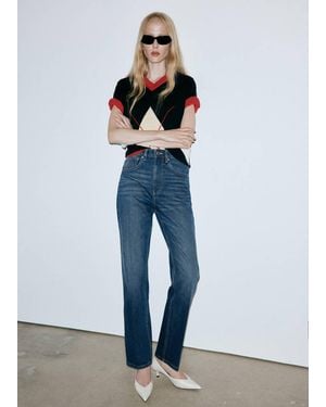 Mango High Waist Straight Jeans - Blue