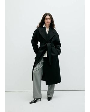 Mango Manteco Wool Coat With Belt - Black