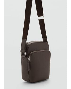 Mango Patent Leather-Effect Shoulder Bag - Black
