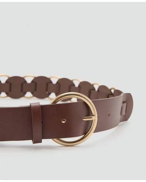 Mango Rounded Buckle Belt - Brown