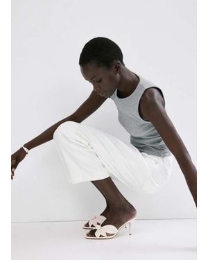 Mango Leather Sandals With Flower Heel - Multicolor