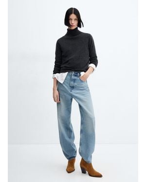 Mango Heel Suede Ankle Boot Tobacco - Blue