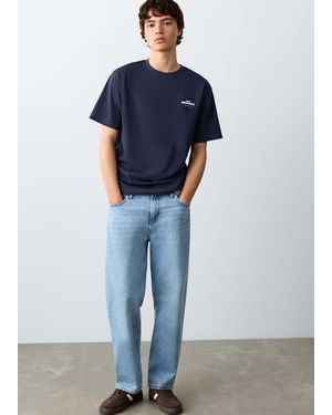 MANGO TEEN Printed Cotton-Blend T-Shirt - Blue