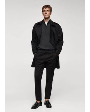 Mango Classic Water-Repellent Trench Coat - Black