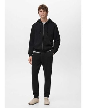 Mango Cotton Joggers With Elastic Waist - Black