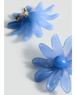 Mango Flower-Design Earrings - Blue