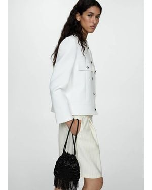 Mango Fringe Beads Bag - White