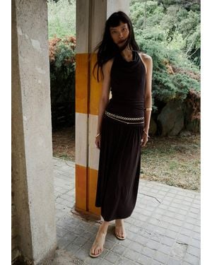 Mango Draped Halter Dress - Black