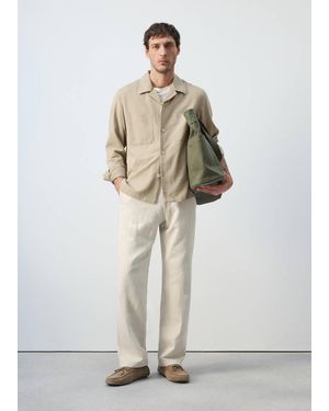 Mango Bowling Collar Cotton Shacket - Natural