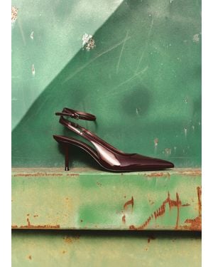 Mango Scarpe Tacco Vernice Bordeaux - Verde