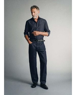 Mango 100% Italian Cotton Denim Shirt - Blue