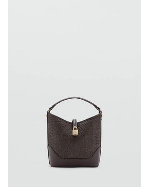 Mango Small Raffia Bucket Bag - White