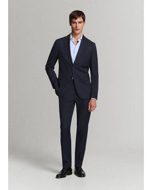 Mango Turin 100% Wool Suit Jacket - Blue