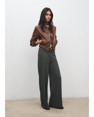 Mango Pantaloni Diritti Vita Elasticizzata Grigio