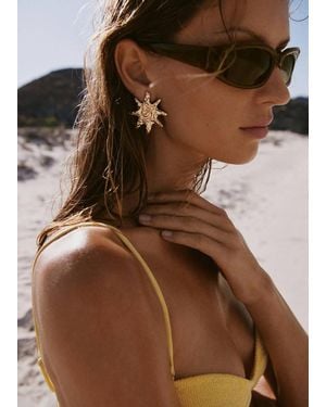 Mango Textured Sun Earrings - Black
