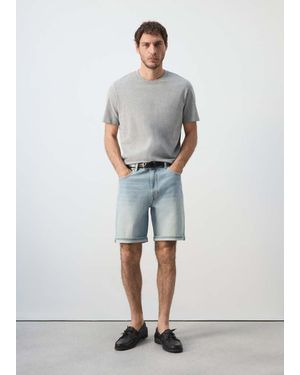 Mango Slim-Fit Denim Bermuda Shorts - Blue