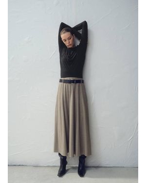 Mango A-Line Skirt With Godets And Belt - Grey