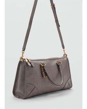 Mango Shiny Handbag With Handles - Grey