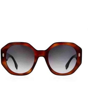 Fendi Fe40045I Geometric Sunglasses With Gradient Smoke Lens - White