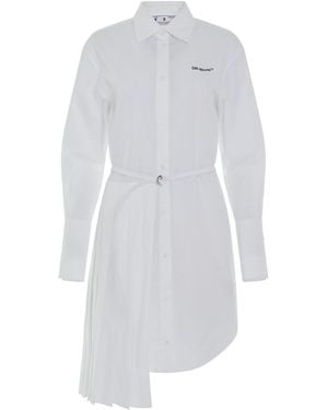 Off-White c/o Virgil Abloh Popel Plisse Shirt Dress - White
