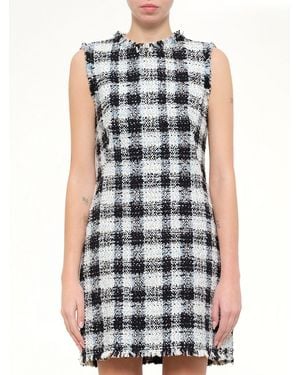 McQueen Chequered Tweed Dress - Blue