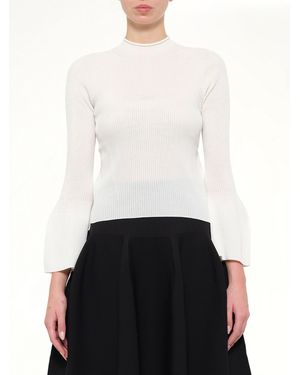 CFCL Soft Portrait Long Bell Sleeve Top - White