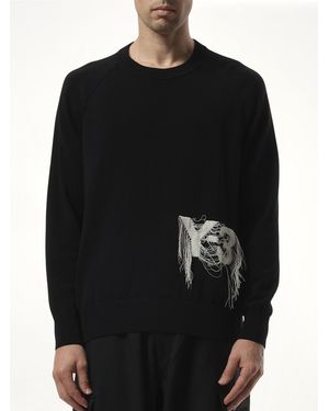 Y-3 Frayed Logo Knit Jumper - Black