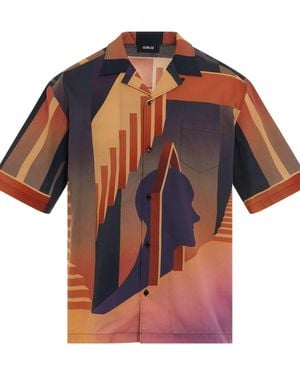 Egonlab Graphic Bowling Shirt, Short Sleeves, 100% Cotton, Size: Small - Multicolour