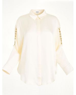 Loewe Chain Shirt, Long Sleeves, 100% Silk - White