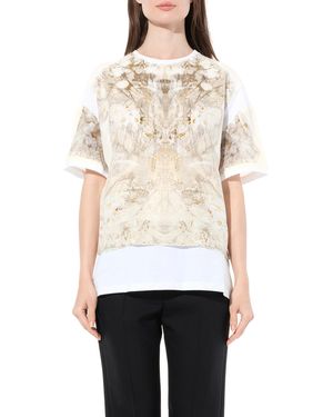 McQueen Trompe T-Shirt, Round Neck, Short Sleeves, 100% Cotton - White
