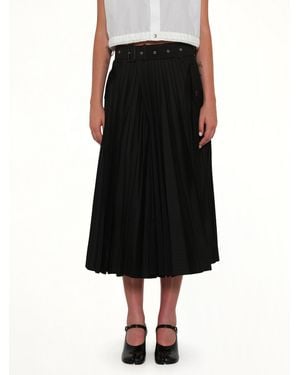 Sacai Cotton Gabardine Midi Skirt in Black | Lyst