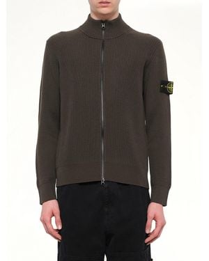 Stone Island 5100017 Full Rib Rws Wool Cardigan - Gray