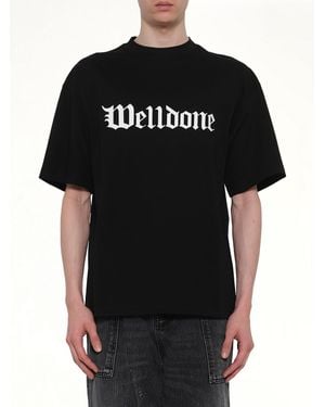 we11done Gothic Logo Short-Sleeved T-Shirt - Black