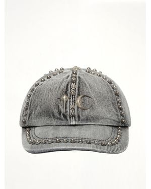 THUG CLUB Studded Denim Cap - Grey