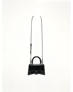 Balenciaga Hourglass Xs Croco Embossed Bag - White